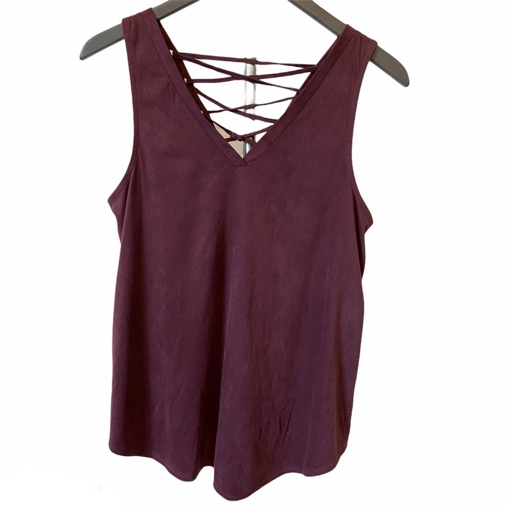 Grayson Threads faux suede tank top burgundy S